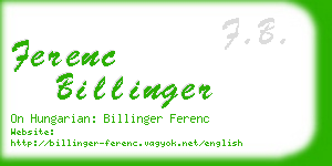 ferenc billinger business card